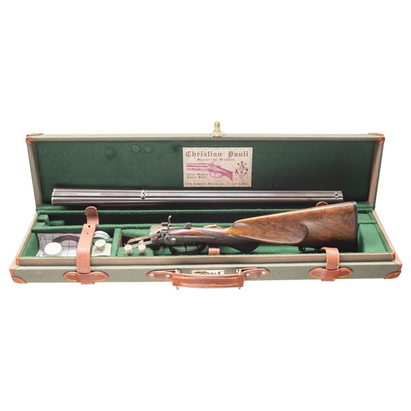HAMMER DOUBLE RIFLE BY CHRISTIAN PAULI WITH CASE.