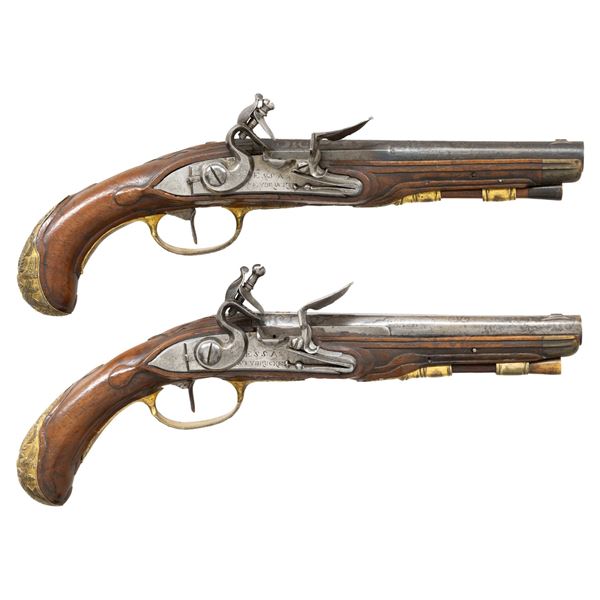 GOOD PAIR OF SMALL SIZE FLINTLOCK HOLSTER PISTOLS