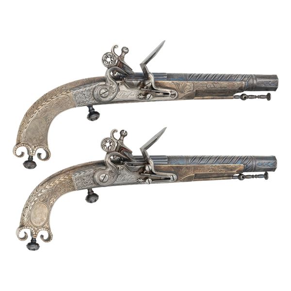 SHOWY SCOTTISH REVIVAL ALL METAL FLINTLOCK PISTOLS