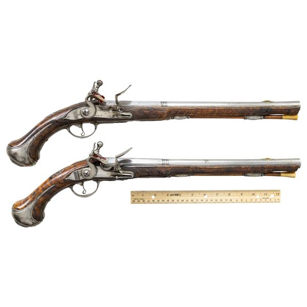 IMPRESSIVE PAIR OF LONG BARREL MID 18TH CENTURY