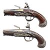 Image 2 : BEAUTIFUL PAIR OF SILVER MOUNTED POCKET PISTOLS BY