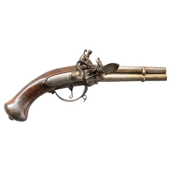 INNOVATIVE THREE ROTATING BARREL FLINTLOCK PISTOL
