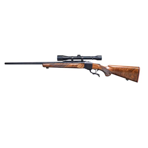 7MM REM MAG. RUGER NO. 1-B SINGLE SHOT RIFLE.