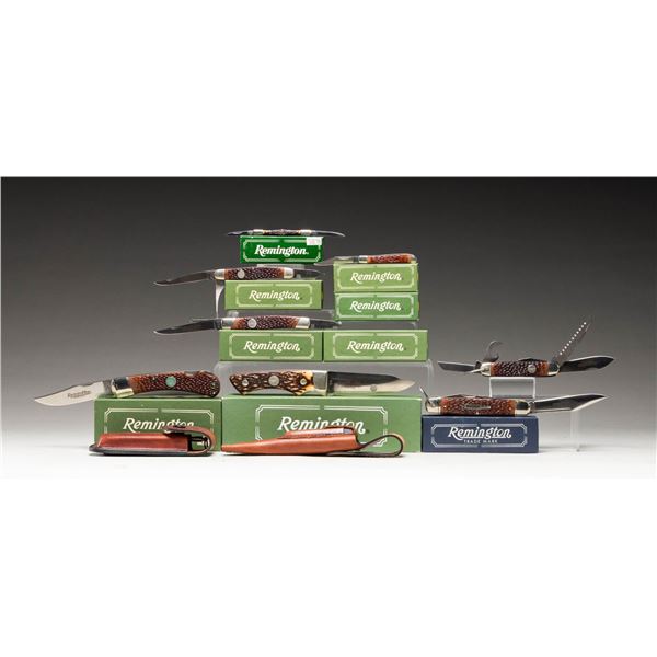 LOT OF 10 ASSORTED REMINGTON POCKET KNIVES.