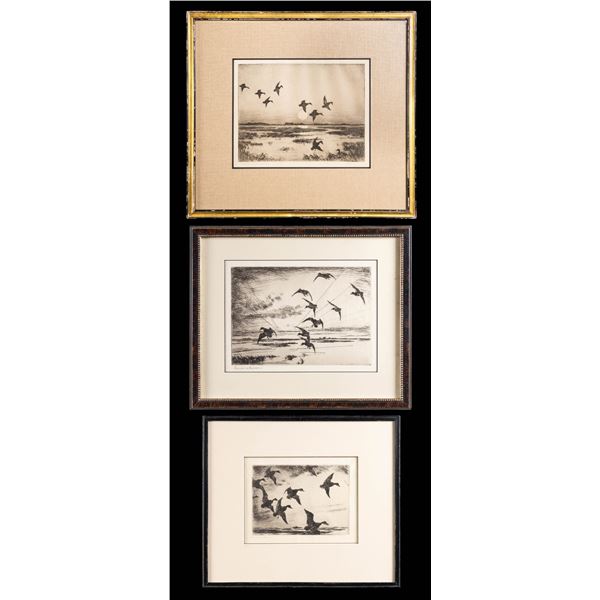 3 RARE AND DESIRABLE FRANK W. BENSON SIGNED ARTIST