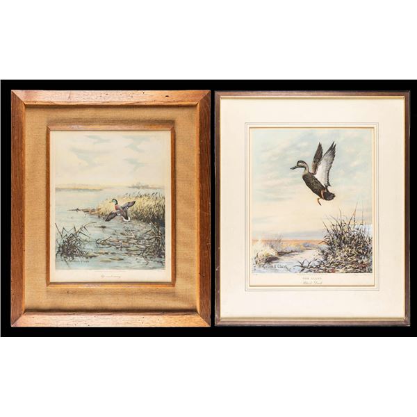 2 DUCK PRINTS BY ROLAND CLARK (1874-1957).