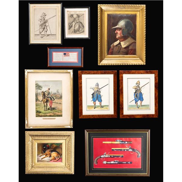 GROUP OF PAINTINGS, ENGRAVINGS & PRINTS.