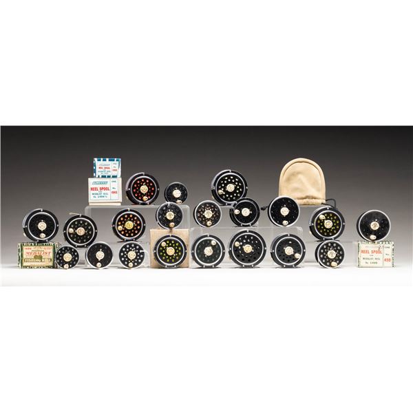 LARGE GROUP OF PFUEGER MEDALIST FLY REELS AND