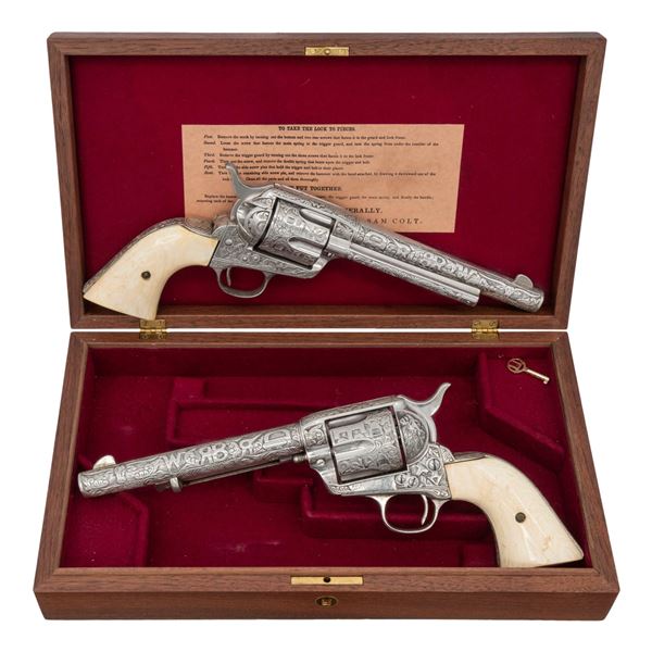 CASED PAIR OF CUSTOM ENGRAVED COLT SINGLE ACTION