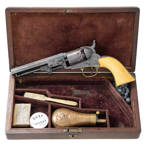 CASED FACTORY ENGRAVED COLT MODEL 1849 POCKET