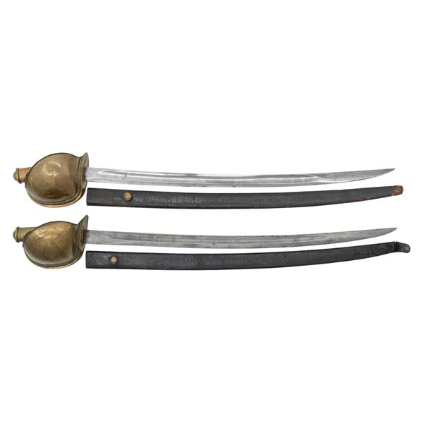 TWO US. M1860 NAVAL CUTLASSES & SCABBARDS