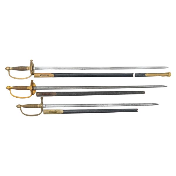 2 US M1840 NCO SWORDS & 1 US M1840 MUSICIAN SWORD.