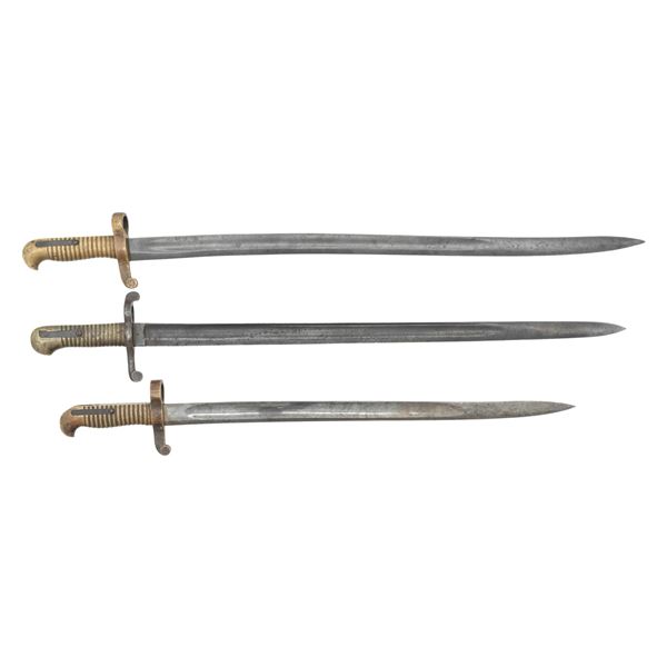 THREE CIVIL WAR ERA SABER BAYONETS.