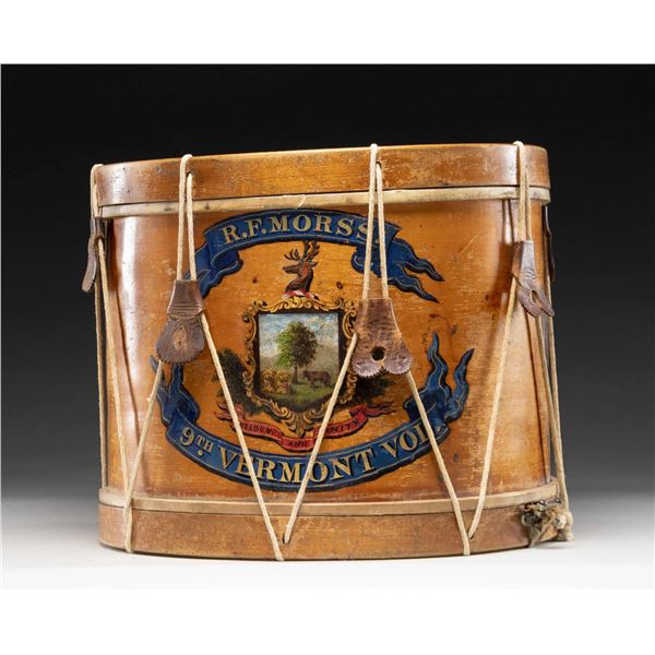 RARE & FINE CIVIL WAR REGIMENTAL DRUM, 9TH VERMONT