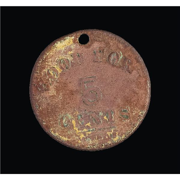 RARE EXCAVATED SUTLER'S TOKEN FOR THE 6TH MAINE