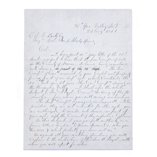 FINE EARLY WARTIME ROBERT E LEE AUTOGRAPH LETTER