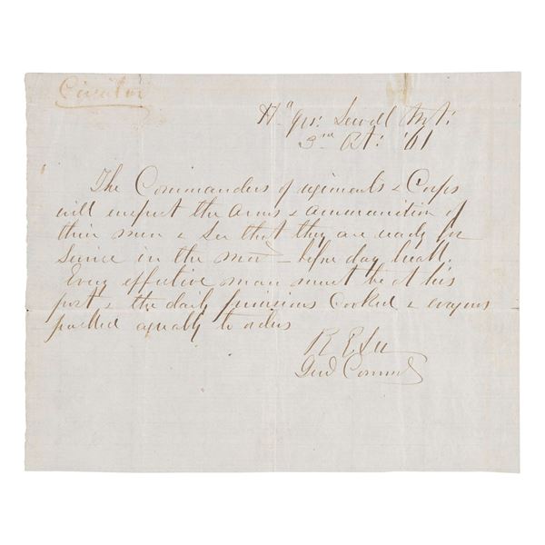 WARTIME ROBERT E LEE SIGNED MANUSCRIPT CIRCULAR.