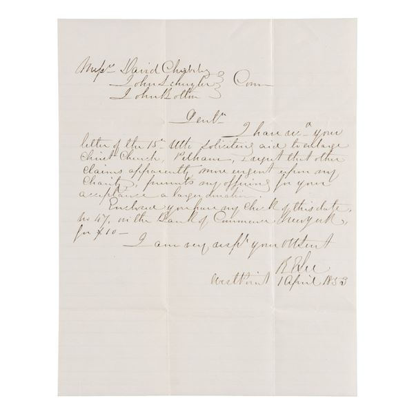ROBERT E LEE AUTOGRAPH LETTER SIGNED.