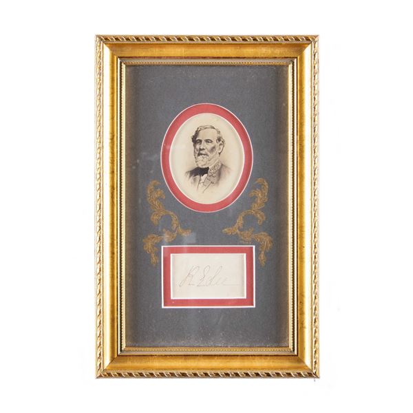 FRAMED ROBERT E LEE SIGNATURE & CDV.