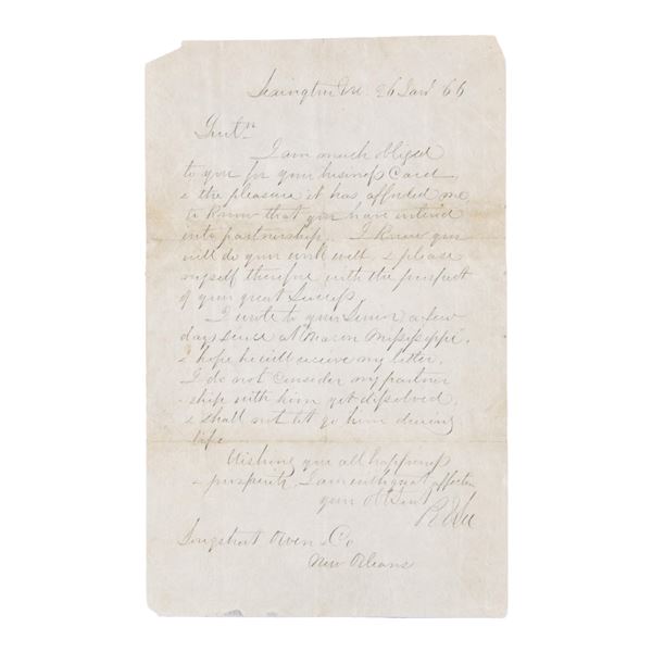 FACSIMILE ROBERT E LEE AUTOGRAPH LETTER TO
