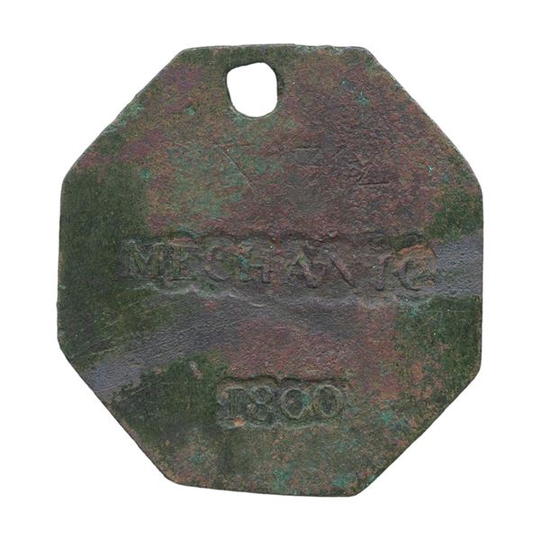 SLAVE HIRE TAG, CHARLESTON, MECHANIC, 1800.
