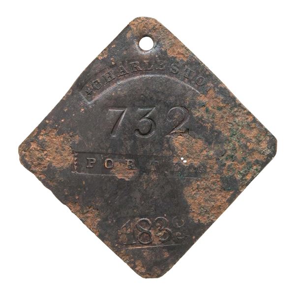 SLAVE HIRE TAG, CHARLESTON, PORTER, 1839.