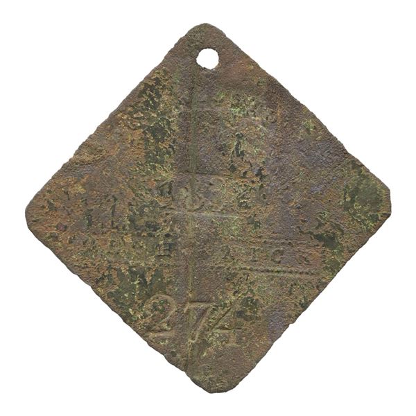 SLAVE HIRE TAG, CHARLESTON, MECHANIC, 1838.