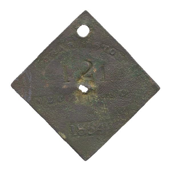 SLAVE HIRE TAG, CHARLESTON, MECHANIC, 1854.