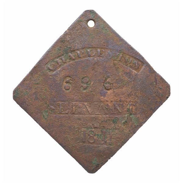 SLAVE HIRE TAG, CHARLESTON, SERVANT, 1841.
