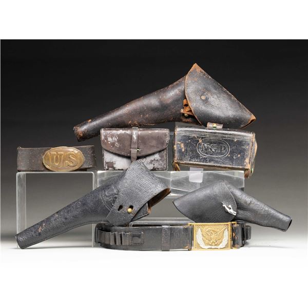 GROUP OF 7 CIVIL WAR & INDIAN WAR ERA LEATHER