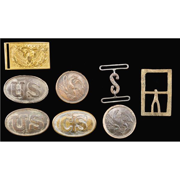 GROUP OF 8 CIVIL WAR BUCKLES & PLATES.