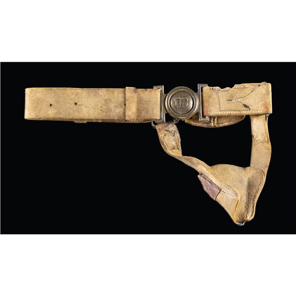 US M1839 ARTILLERY "US" WHITE BUFF BELT & BUCKLE.