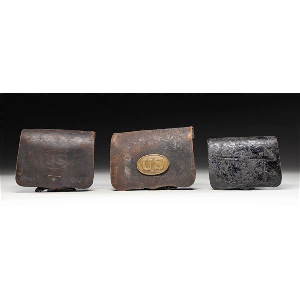 THREE CIVIL WAR ERA CARTRIDGE BOXES.