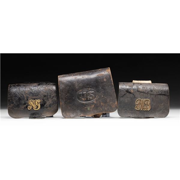 THREE CIVIL WAR ERA CARTRIDGE BOXES.