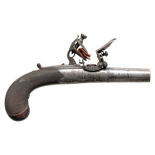 ATTRACTIVE ENGLISH SCREW BARREL FLINTLOCK MUFF