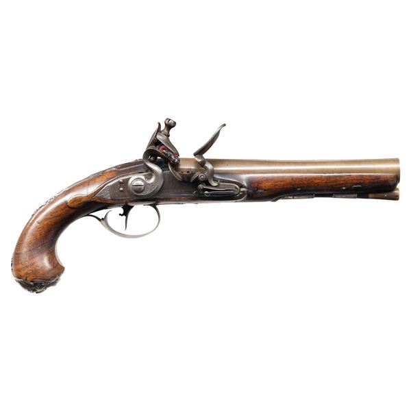 SILVER MOUNTED MID 18TH CENTURY FLINTLOCK PISTOL