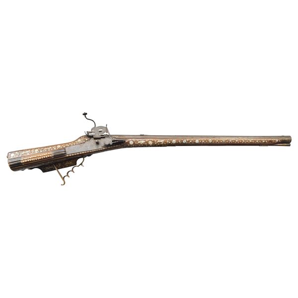 RICHLY DECORATED GERMANIC WHEELLOCK RIFLE.
