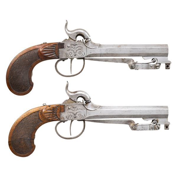 PAIR OF BELGIAN SPRING BAYONET PERCUSSION BOXLOCK