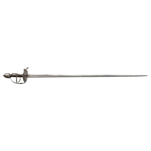 17th CENTURY WALLOON HILTED MILITARY BROADSWORD.