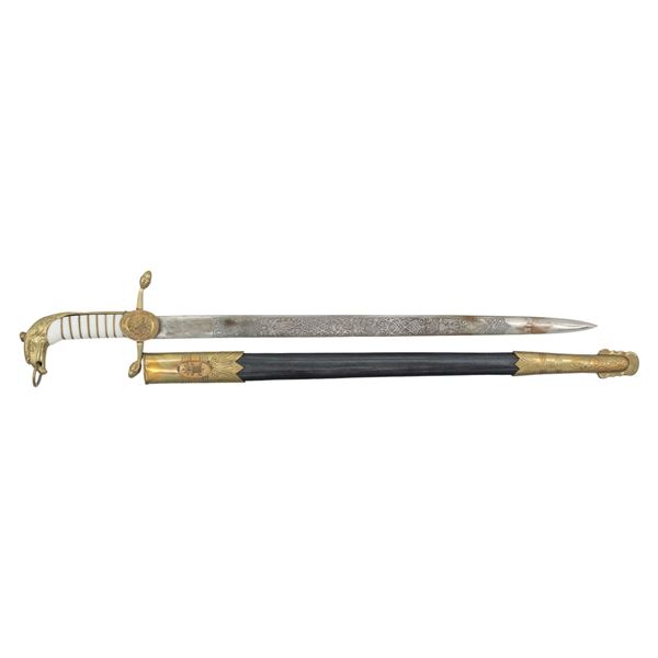 MEXICAN MILITARY ACADEMY SHORT SWORD WITH SCABBARD