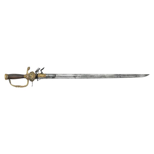 COMBINATION HUNTING SWORD & FLINTLOCK PISTOL BY