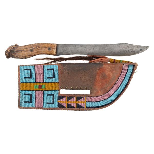 FINE DECORATIVE INDIAN BEADED KNIFE SHEATH &