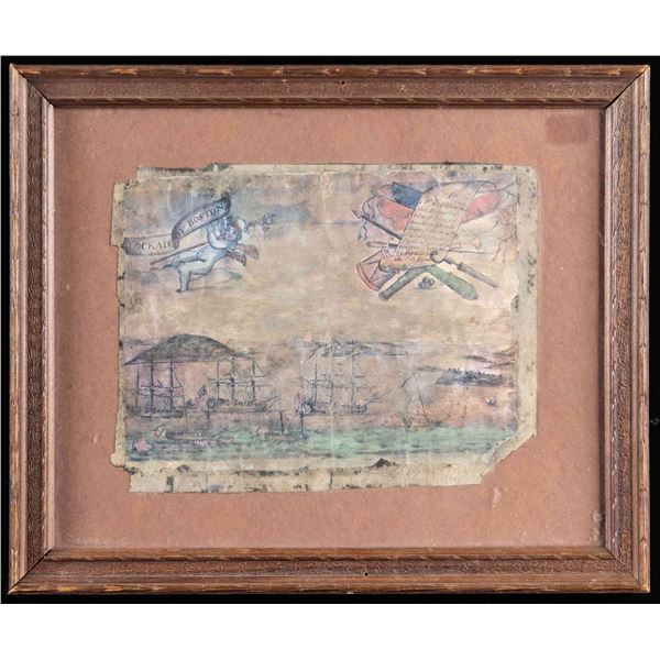 RARE PRE REVOLUTIONARY WAR WATERCOLOR DEPICTING