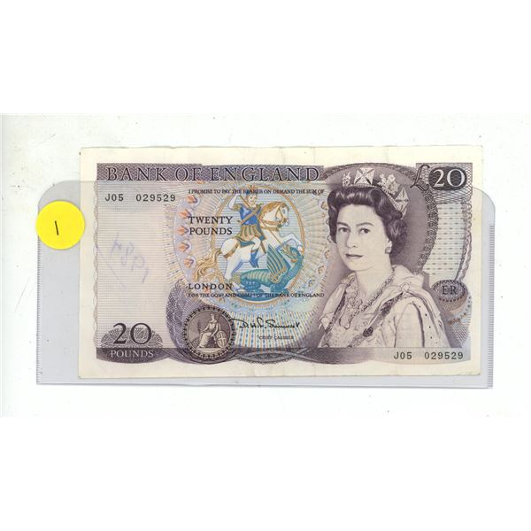 Bank of England  Twenty Pound Banknote.