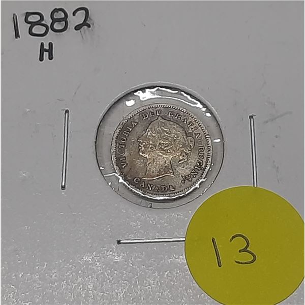 1882 H Canadian Small Five Cents