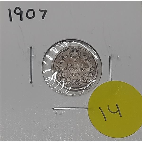 1907 Canadian Small Five Cents