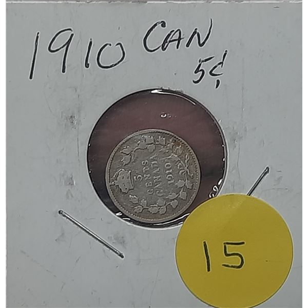 1910 Canadian Silver Five Cents  MS60