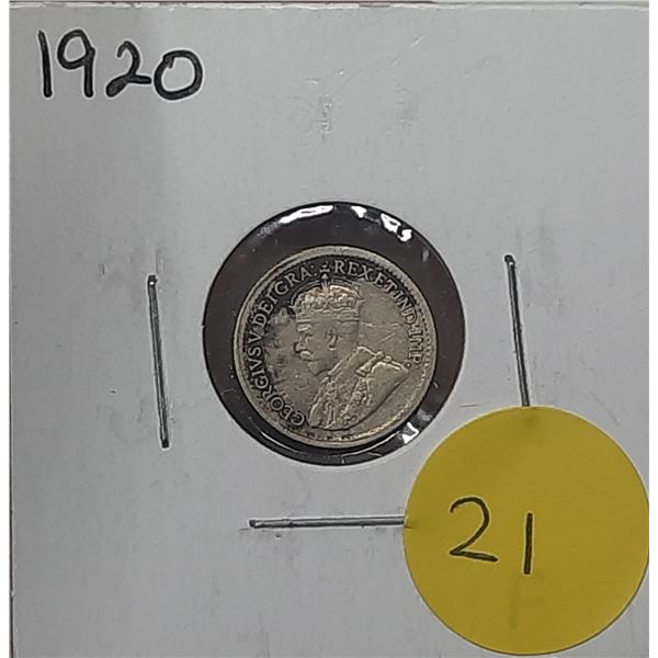 1920 Canadian Silver Five Cents