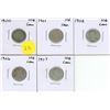 Image 1 : 1900, 1901, 1902, 1906, 1907 Canadian Silver 10 Cents Coins.