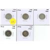 Image 1 : 1909, 1910, 1912, 1913, 1916 Canadian Silver 10 Cents Coins.